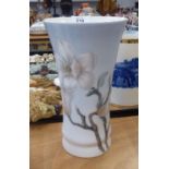 BING AND GRONDHAL EVERTED SLEEVE VASE, WITH MAGNOLIA (?) FLORAL DECORATION, 10 3/8" (26.5cm)