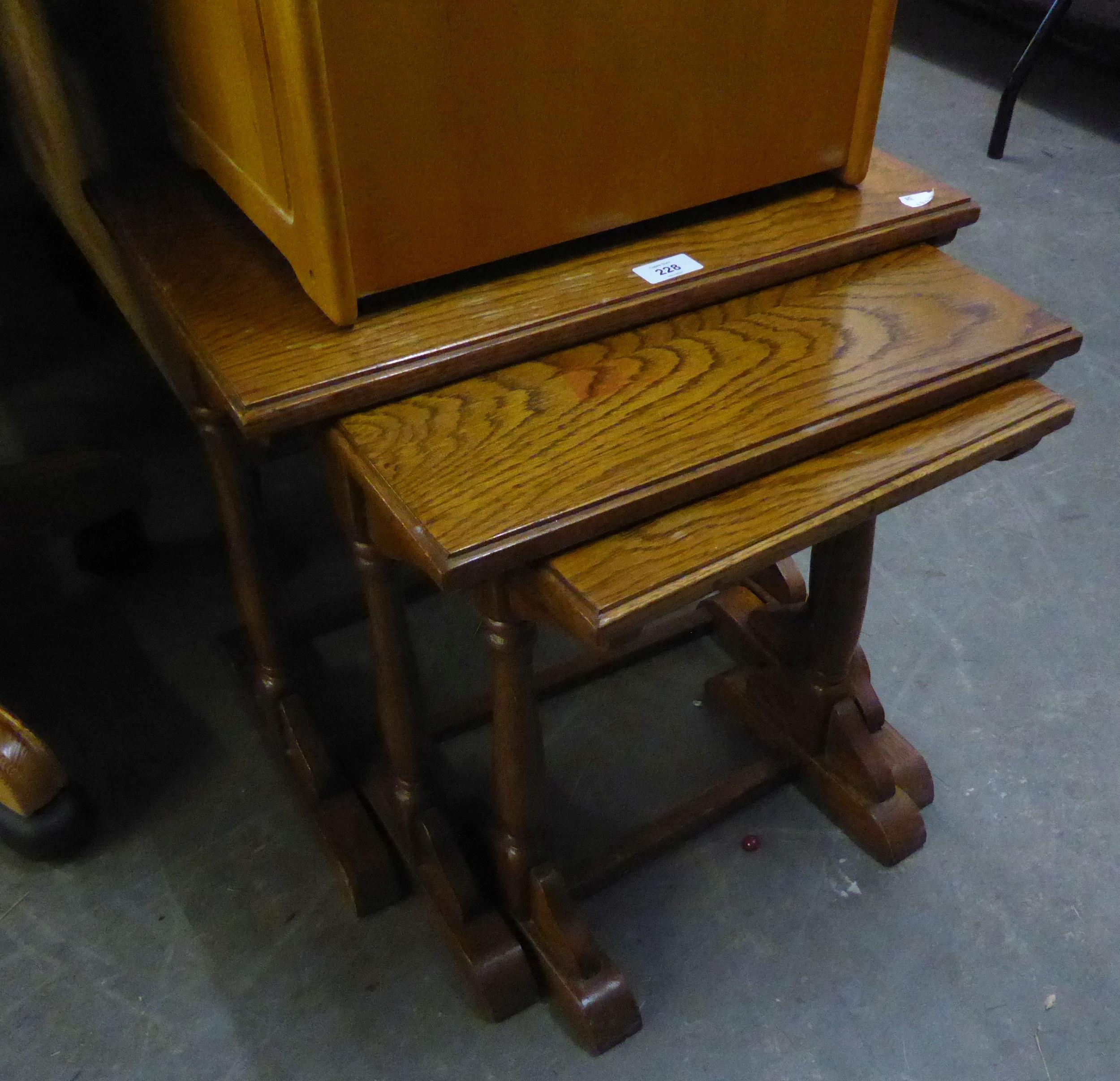 NEST OF THREE OAK TABLES