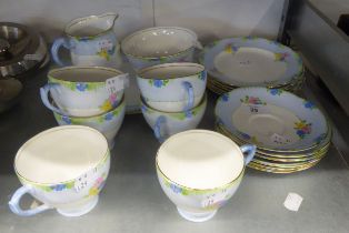 1930’S STANDARD CHINA FLORAL TEA SERVICE FOR SIX PERSONS, 21 PIECES