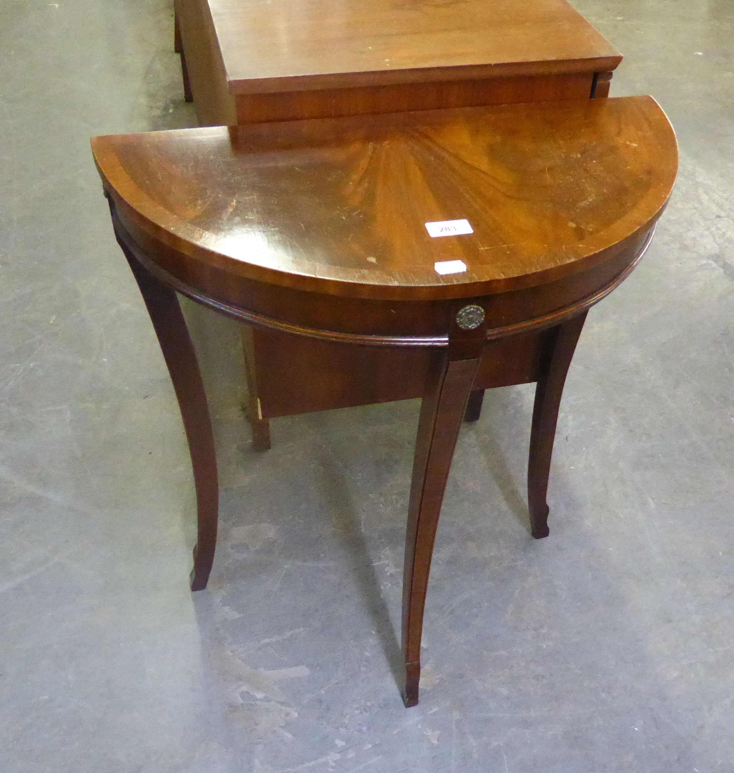 20TH CENTURY MAHOGANY DEMI-LUNE SIDE TABLE