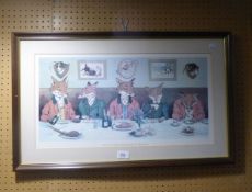COLOUR REPRODUCTION PRINT 'MR FOX'S HUNT BREAKFAST ON CHRISTMAS DAY'