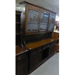 THREE DOOR OLD CHARM STYLE DRESSER WITH GLAZED TOP SECTION