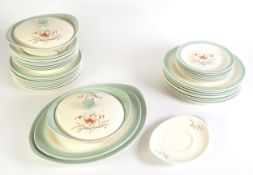 WEDGWOOD TIGER LILY, FLORAL DECORATED DINNER SERVICE for eight persons, 36 pieces, viz 8 dinner,