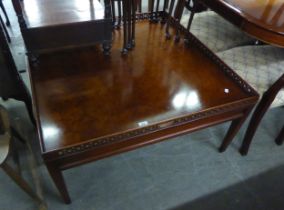 MAHOGANY GALLERIED SQUARE COFFEE TABLE RETAILED THROUGH HARRODS