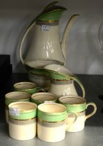 1950'S CRANFORD BANDED SCALE PATTERN COFFEE SET WITH STYLISH DESIGN, FOR SIX PERSONS (15)
