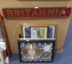 A FRANK SINATRA 'HIS WAY' GOLD DISC, FRAMED  NATIONAL TRUST PROPERTY PICTURES  'OLD BRIDGE HOUSE',