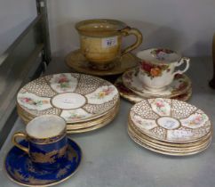 ROYAL ALBERT CHINA 'OLD COUNTRY ROSES' TRIO; UNUSUAL CONTINENTAL FIANCE JUMBO CUP AND SAUCER; WILTON