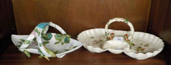 TWO MAJOLICA STRAWBERRY DISHES, POSSIBLY GEORGE JONES (2)