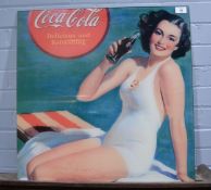 A REPRODUCTION COLOUR PRINT ON GLASS 'COCA COLA' ADVERTISING PICTURE