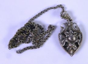VICTORIAN SILVER ROPE CHAIN NECKLACE, 16in (41cm) long and the SILVER FILIGREE PENDANT with overlaid