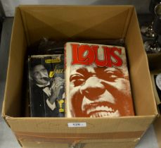 A SMALL SELECTION OF BOOKS TO INCLUDE; A PICTORIAL HISTORY OF JAZZ, 'LOUIS' THE LOUIS ARMSTRONG