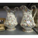 A PAIR OF VICTORIAN POTTERY 'FEATHER' PATTERN LARGE TOILET JUGS (2)