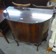 1930’S MAHOGANY D-SHAPED SIDE CABINET