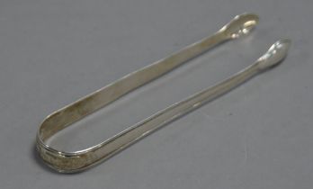 PAIR OF GEORGE IV SILVER SUGAR TONGS, with thread border, initialled, 5 ½” (14cm) long, London 1826,