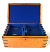 EDWARDIAN BLOND OAK BRASS-BOUND CUTLERY BOX