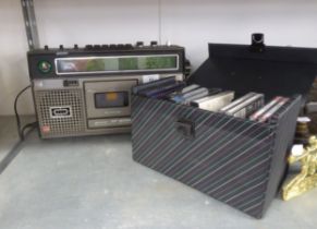 SHARP GF8080 PORTABLE RADIO AND CASSETTE PLAYER AND A BOX OF CASSETTES