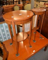 SMALL WALNUT OVAL OCCASIONAL TABLE AND ANOTHER MATCHING SMALLER TABLE (2)