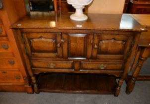 MODERN OAK DISTRESSED TWO DOOR COTTAGE SIZED DRESSER BY TITCHMARSH AND GOODWIN