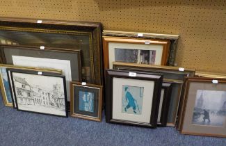 A SELECTION OF COLOUR PRINTS TO INCLUDE; FOUR LOWRY COLOUR PRINT REPRODUCTIONS, GILT FRAMES PRINTS
