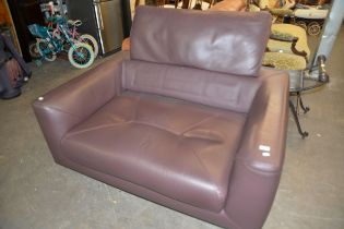 ROCHE BOBOIS BROWN LEATHER TWO SEATER SOFA, WITH EXTENDING HEAD-REST