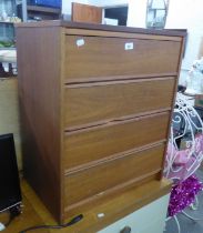 A G-PLAN TEAK CHEST OF THREE LONG DRAWERS