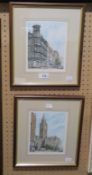 TWO ARTIST SIGNED LIMITED EDITION PRINTS 'TOWN HALL, MANCHESTER' AND 'KING STREET, MANCHESTER' 6"