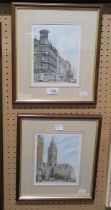 TWO ARTIST SIGNED LIMITED EDITION PRINTS 'TOWN HALL, MANCHESTER' AND 'KING STREET, MANCHESTER' 6"