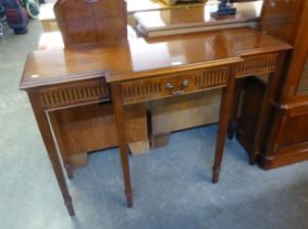 FLUTED CONSOLE TABLE, REPRODUCTION MAHOGANY WITH 3 DRAWERS BY CHARLES BARR