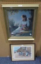 LIMITED EDITION SIGNED PRINT 'NORTHERN DAIRIES' SIGNED BY KEVIN WOOD '86 ANOTHER PRINT, YOUNG LADY