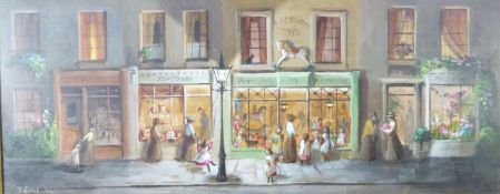 DEBORAH JONES (1921 - 2012) OIL PAINTING ON BOARD Bettinas and Pincourts Toys Signed lower left 12in