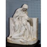 CAMILLE ALLAPHILIPPE (1874-1934) SCULPTED WHITE MARBLE GROUP 'PIETA' The Virgin Mary cradling