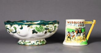 FIELDINGS CROWN DEVON POTTERY MUSICAL TANKARD, 'Widdicombe Fair'; Mason Ironstone chine Chartreuse