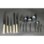 G.M. & S, SILVER PLATED TABLE SERVICE OF HARLEY PATTERN CUTLERY, for twelve persons, 105 pieces,