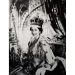 NICK HOLDSWORTH (MODERN) BLACK AND WHITE MIXED DIGITAL MEDIA PRINT ‘Queen Elizabeth II’ Signed,