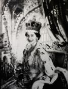NICK HOLDSWORTH (MODERN) BLACK AND WHITE MIXED DIGITAL MEDIA PRINT ‘Queen Elizabeth II’ Signed,