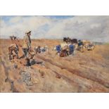 FREDERICK WILLIAM JACKSON (1859-1918) WATERCOLOUR Labourers in the Field Signed 9 ½” x 13” (24.1cm x