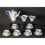 FIFTEEN PIECE ART DECO PARAGON CHINA ‘TULIP’ PATTERN COFFEE SERVICE FOR SIX PERSONS, comprising;