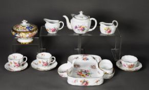 ROYAL CROWN DERBY - DERBY POSIES PATTERN ENGLISH BONE CHINA TEA-FOR-TWO SERVICE of 8 pieces, viz a