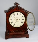 EARLY NINETEENTH CENTURY FIGURED MAHOGANY AND BRASS INLAID BRACKET CLOCK, SIGNED HILLS, SUDBURY, the