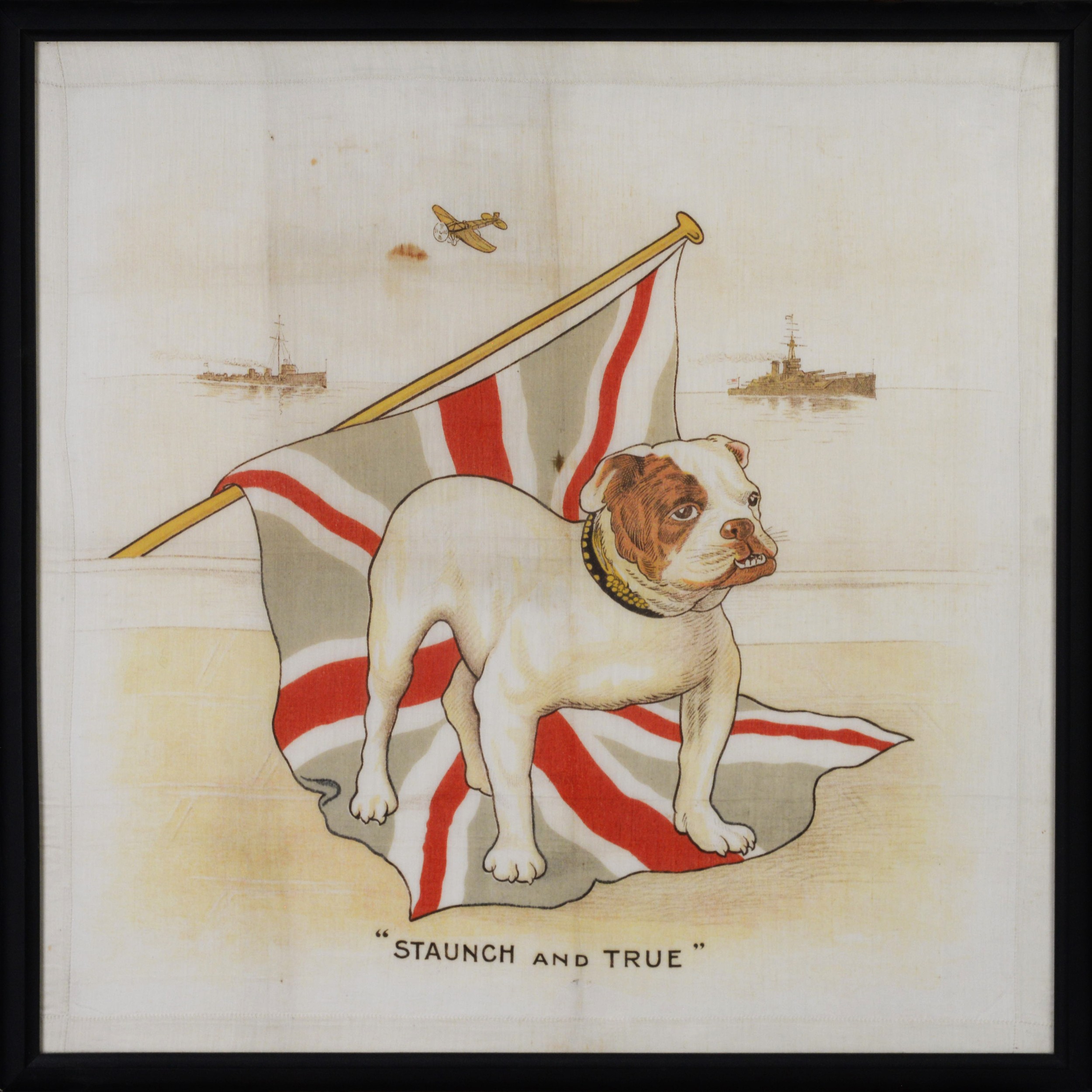 WWI PRINTED LINEN HANDKERCHIEF - Staunch & True, depicting in colours, a British Bulldog standing on - Image 2 of 4