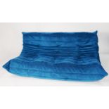 LIGNE ROSET ‘TOGO’ LARGE SETTEE IN ALCANTARA BOHEMIAN BLUE, RETAILED BY HEAL’S, 27 ½” (70cm) high,