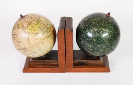 GLOBES: Pair of Philip’s Popular Celestial and Terrestrial Globe BOOKENDS, c.1950, the first