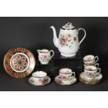WINDSOR CHINA FLORAL PRINTED PART COFFEE SET OF 13 PIECES, sufficient for four persons, (2 cups