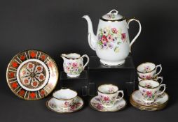 WINDSOR CHINA FLORAL PRINTED PART COFFEE SET OF 13 PIECES, sufficient for four persons, (2 cups