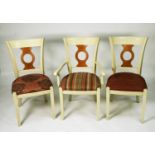 ARIGHI BIANCHI, SET OF TEN WHITE FINISH DINING CHAIRS, WITH WOOD GRAINED SPLATS TO THE BACK,