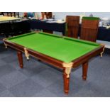 EARLY TWENTIETH CENTURY RILEY MAHOGANY QUARTER SIZED COMBINATION SNOOKER/ DINING TABLE WITH SLATE