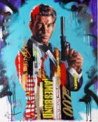 ZINSKY (MODERN) MIXED MEDIA ON CANVAS ‘Pierce Brosnan, James Bond’ Signed, titled to gallery label