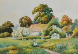 F H TYNDALE (Early Twentieth Century) PAIR OF WATERCOLOURS Idyllic rural scenes with cottages Each