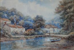 W SANDS (1894-1980) PAIR OF WATERCOLOURS River Fal Clovelly Signed 9 ½” x 13 ½” (24.1cm x 34.