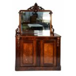 VICTORIAN MAHOGANY MIRROR BACK CHIFFONIER, the oblong plate housed in a moulded frame with